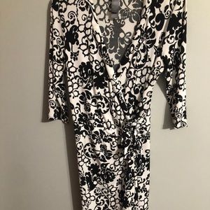 Black and white wrap dress